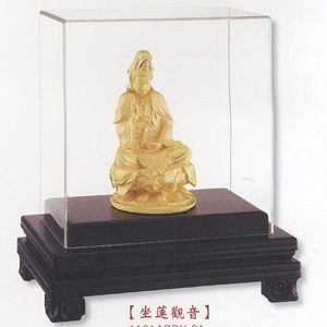 坐蓮觀音-立體金箔畫-絨沙金