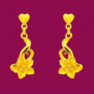 花開並蒂-黃金耳環