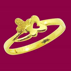 雙蝶心-黃金戒指