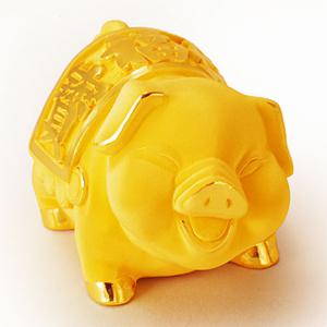 開心福寶豬(約7錢)-黃金擺件禮品