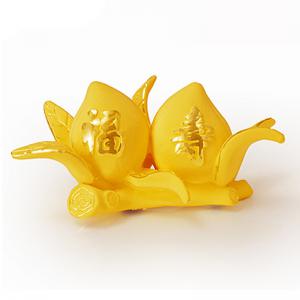 福壽雙桃(約2錢)-黃金擺件禮品